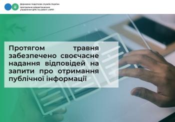 Протягом травня Центральним управлінням отримано та забезпечено своєчасне надання відповідей на запити про отримання публічної інформації